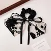 Saia de Tinta com Laço Estampado Preto e Branco Retrô Elástico de Cabelo Faixa de Cabeça Feminina de Alta Qualidade Laço Gentil Novo Estilo