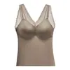 Camisole de Seda Gelo Cetim Sem Costura para Mulheres com Sutiã Embutido e Bojos, Top Base Renda Cor Sólida para Verão