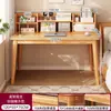 Estantería de Escritorio Mesa Integrada Habitación de Niñas Mesa de Computadora para el Hogar con Cajones Patas de Madera Maciza Pared Mesa de Estudio para Estudiantes
