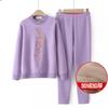 Conjunto de Roupa Íntima Térmica para Mulheres de Meia-Idade e Idosas, Roupa de Inverno da Vovó, Forrado com Fleece e Espessado, Suéter da Mãe, Camisa de Base, Roupa para Idosos