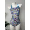 Traje de baño de una pieza para mujer, estilo 2026, sin espalda, estampado, corte ajustado, estilo resort, para piscina y entrenamiento