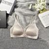 Satén Aceitoso Francés 2025 Primavera y Verano Nuevo Estilo Encaje Senos Grandes Adelgazantes Ropa Íntima Sujetador Push-Up Transpirable para Mujer