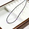 Nuevo collar de perlas de agua dulce de cristal negro puntiagudo para mujer, cadena de clavícula con cuentas de amatista y grava, collar de lujo ligero y combinable con todo.