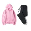 Conjunto esportivo de moletom com zíper + calça de moletom de duas peças, outono e inverno, comércio exterior, conjunto de moletom com capuz de cor sólida para casais
