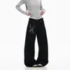 Amazon Comercio Electrónico Transfronterizo Jeans de Pierna Ancha con Estampado American Graffiti para Hombres y Mujeres Pantalones Largos Negros Sueltos Rectos de Pierna Ancha