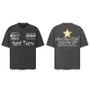 Saint vintage Estilo Americano High Street Holgada Vtg Camiseta de Manga Corta para Hombre Camiseta Estampada Alfabeto Figura Camiseta Urbana