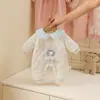 Roupas de Inverno para Bebê Coelho Azul Macacão com Forro de Fleece Roupas de Algodão Roupa de Inverno para Meninas Roupas Finas de Algodão Jaqueta de Algodão para Passear