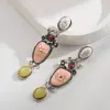 Pendientes Largos de Estilo Coreano Retro de Alta Gama Bloque de Color Exagerado Estilo Barroco para Mujer