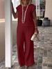 Traje Casual de Verano para Mujer 2025 Europeo y Americano Transfronterizo de Cuello Redondo Color Sólido Merceizado