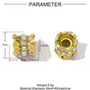 Piedra Natural Hueca con Cuentas Folu Diy Colgante de Acero de Titanio Pulsera Joyería de Acero Inoxidable para Mujer Collares Cuentas