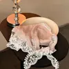 Bufanda Triángulo de Encaje Estilo Francés con un Ambiente Atmosférico, Pañuelo para la Cabeza Floral en Beige con un Estilo Pastoral, Cinta Geométrica de Moda