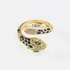 Anel Aberto Ajustável Estilo Frio Cravejado de Diamantes em Formato de Cobra Europeu e Americano Transfronteiriço Design de Nicho Retrô Exquisite Anel Joia