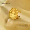 Anel aberto de metal texturizado estilo oceano em aço inoxidável europeu e americano para mulheres, joias de design de moda de nicho atacado