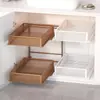 Cesta de armazenamento retrátil para armário prateleira de pia de cozinha organizador de garrafas de tempero tipo gaveta prateleira de armazenamento interno de armário