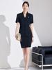 Azul marino Profesional Mayor Vestido de Verano Manga Corta Chaqueta Traje Pequeño Pantalones Falda Mujer Traje de Dos Piezas Verano Viaje Cotidiano Tendencia