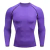 Camiseta de Manga Larga Ajustada para Hombre, Disponible en Stock, Transfronteriza, Adecuada para Entrenamiento de Baloncesto, Deportes, Fitness, Elástica, Secado Rápido, Transpirable, Top de Camiseta para Correr