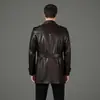 Chaqueta de cuero genuino Haining, abrigo de piel de oveja de longitud media para hombre, nuevo estilo otoño/invierno Haining, chaqueta cortavientos de cuero con cuello tipo traje
