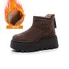 Botas de Nieve Europeas para Mujer 2026 Invierno Casual Moda Versátil Caña Baja Suela Gruesa Forro Grueso Cálidas Botines Cortos con Cremallera Trasera Botas para Mujer
