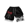 Deseo Transfronterizo Aliexpress Más Vendido Impresión Digital 3D Personalizada Pantalones Deportivos de Fitness de Doble Capa para Adultos Pantalones Cortos Casuales