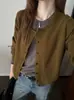 Cárdigan de punto KITTIN Otoño estilo coreano, diseño retro de bloques de color, de un solo pecho, cuello redondo, manga larga 1175