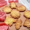 Juego de Moldes para Galletas de Navidad para Uso Doméstico, Lindo Molde de Presión 3D de Dibujos Animados para Hornear Galletas de Fondant