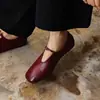 Zapatos planos retro de cuero genuino para comercio exterior transfronterizo, zapatos Mary Jane cuadrados de piel de vaca lavada suave y poco profundos, zapatos casuales para mujer
