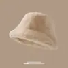 Sombrero de Pescador de Peluche para Mujer, Nuevo Estilo Otoño e Invierno, Ala Ancha, Versión Coreana, Versátil, Cálido, Resistente al Frío Invernal, Sombrero de Cubo Protector de Orejas