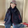 Chaqueta Tres en Uno para Niñas, Tops de Moda Otoño e Invierno para Niños Mayores, Conjunto de Dos Piezas Cortavientos para Exteriores para Niños