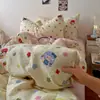 Série de roupa de cama infantil estilo coreano, conjunto simples de gaze plissada de três ou quatro peças para camas de solteiro em dormitórios e quartos