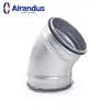 Accesorios para tubería en espiral de ventilación B45X material de hierro galvanizado codo de cuarenta y cinco grados