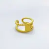 Anillo Abierto de Bambú Dorado Chapado en Oro Real de 18K Nuevo Transfronterizo para Mujer Europeo y Americano ins Personalidad Exagerada Anillo de Dedo para Hombre