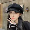 Gorra Octagonal Británica Retro Otoño e Invierno Nueva Gorra de Boina de Pintor Newsboy Versátil Estilo Coreano Gorra con Visera para Mujer Primavera y Otoño