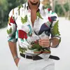Comercio exterior transfronterizo Camisa nueva de primavera y otoño para hombre Navidad Impresión digital 3D moda casual camisa de manga larga