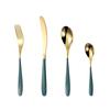 Conjunto Criativo de Talheres Ocidentais para Bife Preto e Dourado, Faca e Garfo Colher de Aço Inoxidável 304 Banhado a Ouro Preto