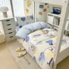 Estilo princesa algodón rizado amigable con la piel lavable al agua estampado de lazo bordado conjunto de cuatro piezas fresco juvenil conjunto de tres piezas para estudiante
