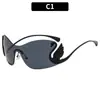Gafas de Sol Sin Montura de Estilo Nuevo Europeo y Americano, Diamante Cisne de Alta Gama, Una Pieza, Personalizadas, Versátiles, de Moda, Gafas para Mujer