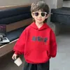 Sudadera con capucha bordada y retazos para niños de primavera y otoño, sudadera con capucha elegante estilo coreano para niños, top casual para niños pequeños y mayores