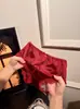 Conjunto de Ropa Interior de Encaje Rojo, Satén de Lujo Ligero, Deseo Sexy y Puro, Bragas Anke para Mujer, Estilo Festivo de Boda