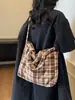 Bolsa Tote Casual de Invierno para Mujer 2026 Nuevo Versátil Estilo Coreano Cuadros Gran Capacidad Hombro Cruzada