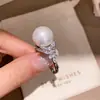Anel Aberto de Pérola com Zircônia Banhado a Ouro 18K Real Nicho Simples de Alta Qualidade Anel para Dedo Indicador Personalizado Versátil Joia para Mão
