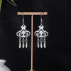 Brincos Boêmios de Turquesa Sintética, Estilo Étnico Retrô, Ganchos de Orelha Clássicos e Elegantes, Brincos Versáteis Vazados com Franjas da Moda