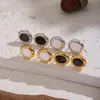 Pendientes Ovalados Geométricos de Combinación de Colores Clásicos Europeos y Americanos Pendientes Básicos Versátiles de Acero Inoxidable Joyería para Niñas Venta Directa de Fábrica
