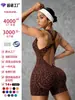 Mono de Yoga con Estampado de Leopardo Transfronterizo de Verano Estilo Europeo y Americano Mono Cruzado sin Costuras de Cintura Alta Ropa Deportiva de Fitness Yoga