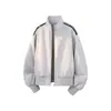 Jaqueta com gola alta masculina feminina casal uniforme de beisebol listrada casual casaco esportivo primavera outono versátil HPJK9723-P73.4