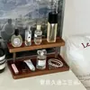 Estantería de Almacenamiento de Madera Transfronteriza para Hogar Dormitorio Almacenamiento de Cosméticos Perfume Estante para Vasos de Madera Maciza Estantería de Almacenamiento de Doble Capa para Escritorio