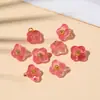 Colgante de Flor de Vidrio con Gradiente de Dos Tonos, Colgante de Flor de Cuatro Pétalos Estilo Retro con Agujero para Colgar, Materiales para Pendientes y Accesorios para el Cabello Hechos a Mano de Bricolaje