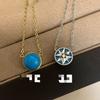 Collar de brújula de estrella de ocho puntas de doble cara para mujer, colgante de ágata negra de alta gama, cadena redonda para la clavícula