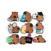 Broche de Capivara Personalizado e Criativo, Conjunto da Série de Capivaras Desenho Animado Fofo, Acessórios de Emblema de Metal