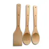 Set de espátulas estilo europeo Cuchara de haya Colador Pala para freír verduras de haya Juego de tres piezas