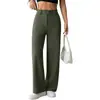 Calça Feminina Casual Confortável de Cintura Alta, Cor Sólida, Novo Estilo Europeu e Americano, para Trabalho, Deslocamento, Perna Larga, Elegante, Reta, Longa